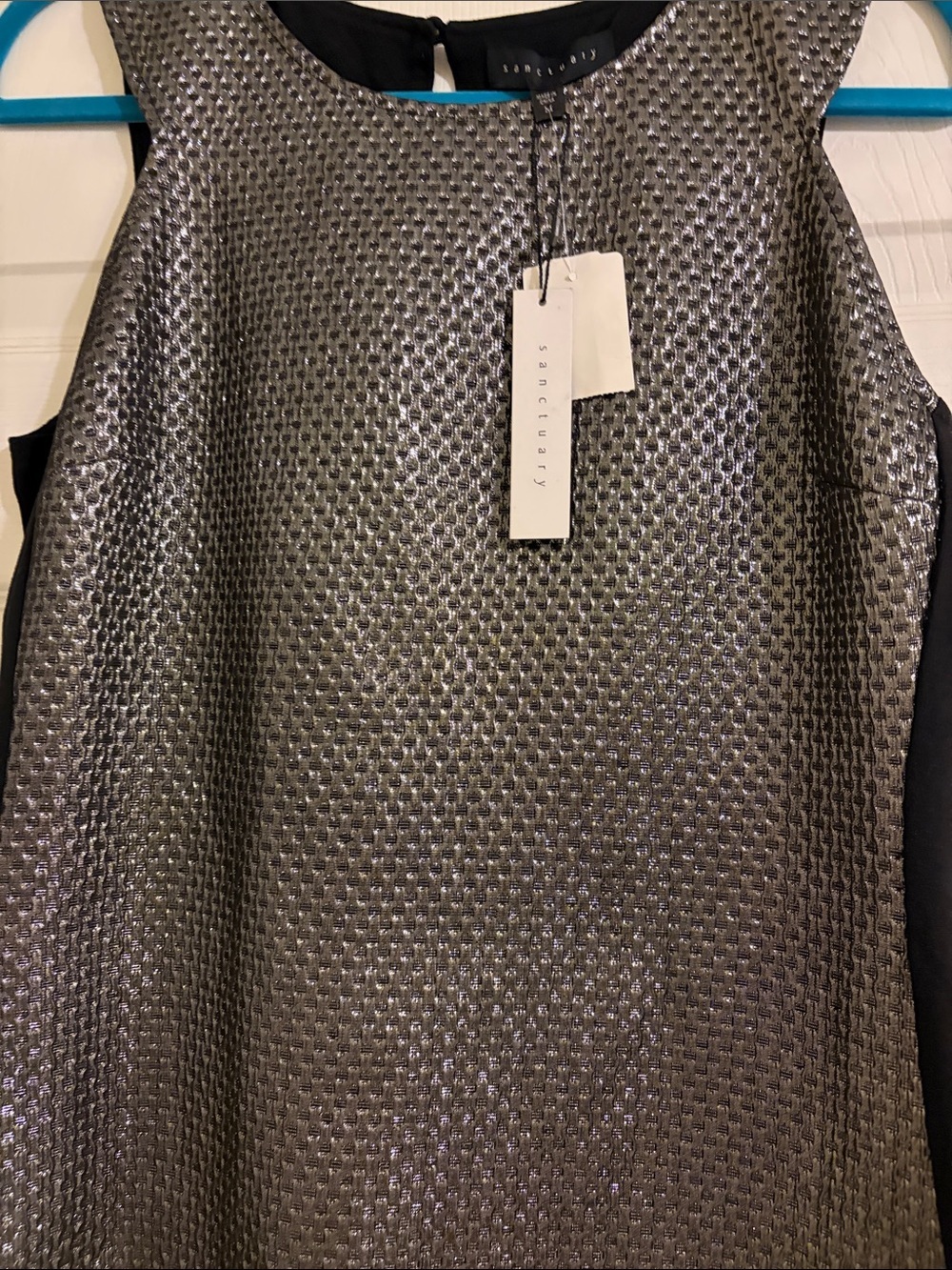 Sanctuary Metallic Silver Mini Dress with Black Panels - Picture 6 of 8